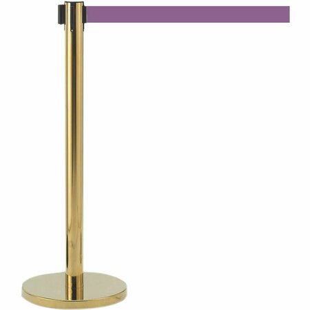 AARCO Form-A-Line System With 7' Slow Retracting Belt, Brass Finish with Purple Belt. HB-7PU